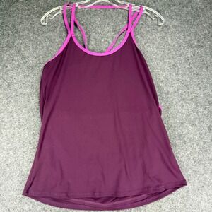 Fabletics Tank Top Womens M Purple Activewear Norwalk Built In Bra Crisscross